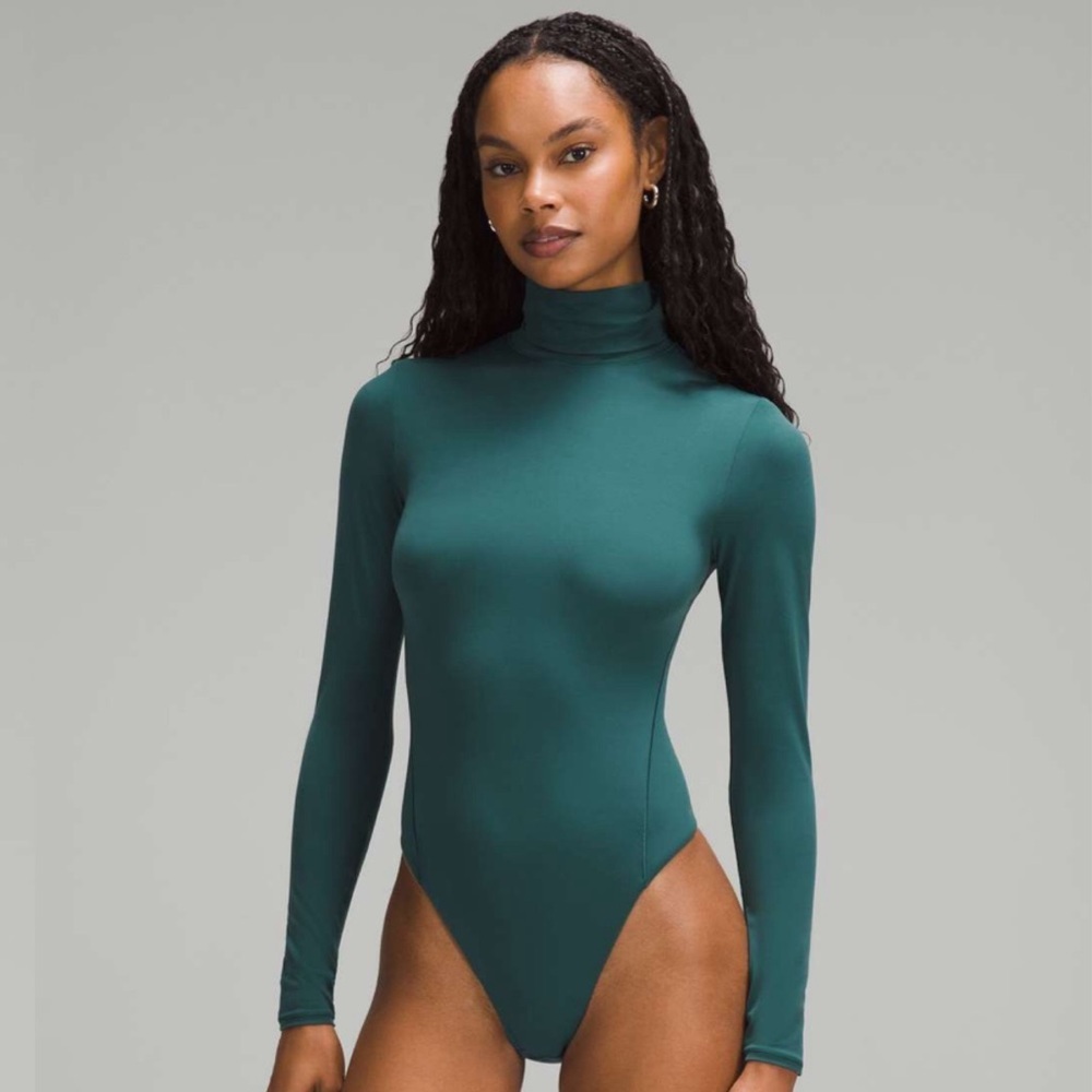 Lululemon Wundermost Ultra Soft Nulu Turtleneck Bodysuit Storm Teal XL NWT